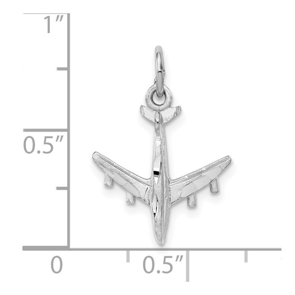 10k White Gold Small Travel 3-D Airplane Necklace/Bracelet Charm Pendant